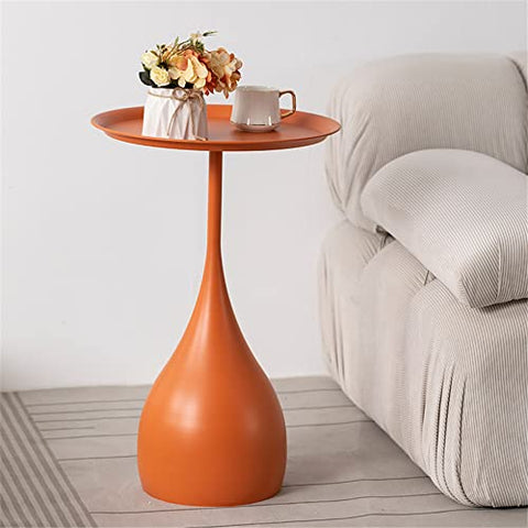 CODOMI Nordic Style Coffee Side Table Mid-Century Round Modern Metal Coffee Table with Pedestal Base Side Table for Living Room Restaurant Home Office Dining Room