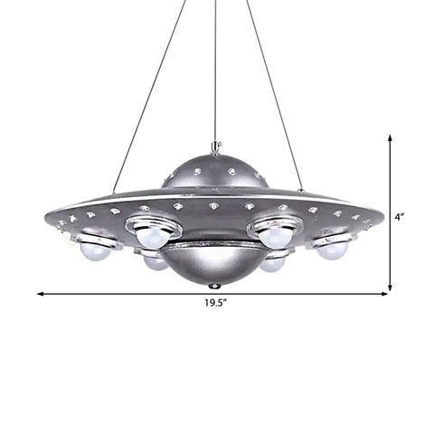 CODOMI UFO Shape LED Chandeliers Kids 6 Lights Hanging Lighting dimming Pendant Fixture Modern Flying Saucer Suspended Light for Boys Room Bedroom Children's Room Playroom