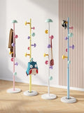 CODOMI Metal Coat Rack Stand with Mushroom Hooks and 12'' Width Stone Base, Coat Rack Freestanding, Coat Tree, Children's Clothes Hanger Floor-standing, Bag Bracket for Home Entry-way