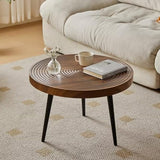 CODOMI Mid-Century Rounded Plywood Coffee Table Vintage Wood End Table, Metal Legs Coffee Cocktail Table Modern Tea Table for Living Room Patio Study