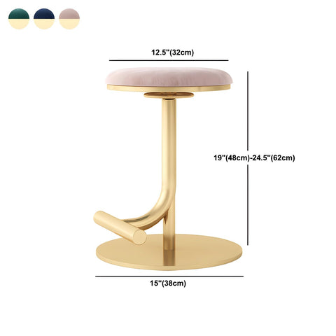 CODOMI Backless Adjustable Height Counter Stool Modern Round Seat Bar Stool Armless Bar Chair with Metal Frame Swivel Counter Barstools for Kitchen Living Dining Room