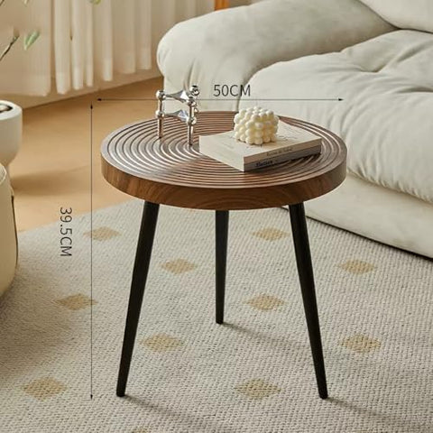 CODOMI Mid-Century Rounded Plywood Coffee Table Vintage Wood End Table, Metal Legs Coffee Cocktail Table Modern Tea Table for Living Room Patio Study