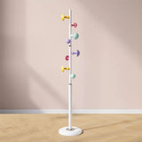 CODOMI Metal Coat Rack Stand with Mushroom Hooks and 12'' Width Stone Base, Coat Rack Freestanding, Coat Tree, Children's Clothes Hanger Floor-standing, Bag Bracket for Home Entry-way