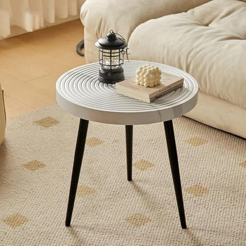 CODOMI Mid-Century Rounded Plywood Coffee Table Vintage Wood End Table, Metal Legs Coffee Cocktail Table Modern Tea Table for Living Room Patio Study