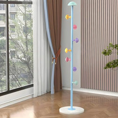 CODOMI Metal Coat Rack Stand with Mushroom Hooks and 12'' Width Stone Base, Coat Rack Freestanding, Coat Tree, Children's Clothes Hanger Floor-standing, Bag Bracket for Home Entry-way