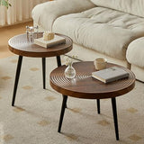 CODOMI Mid-Century Rounded Plywood Coffee Table Vintage Wood End Table, Metal Legs Coffee Cocktail Table Modern Tea Table for Living Room Patio Study