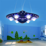 CODOMI UFO Shape LED Chandeliers Kids 6 Lights Hanging Lighting dimming Pendant Fixture Modern Flying Saucer Suspended Light for Boys Room Bedroom Children's Room Playroom