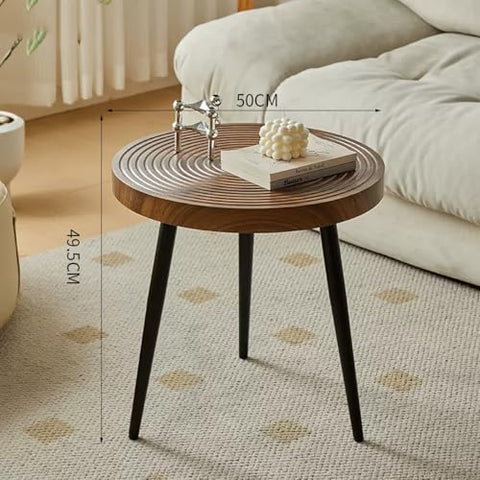 CODOMI Mid-Century Rounded Plywood Coffee Table Vintage Wood End Table, Metal Legs Coffee Cocktail Table Modern Tea Table for Living Room Patio Study