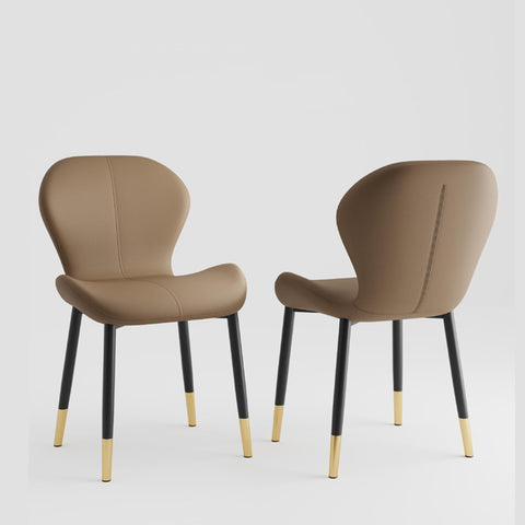 CODOMI Mid Century Modern Dining Chairs, Faux Leather Dining Chairs Set, Kitchen Dining Room Chairs with Backrest and Black&Gold Metal Leg, Armless Chair, Upholstered Seat