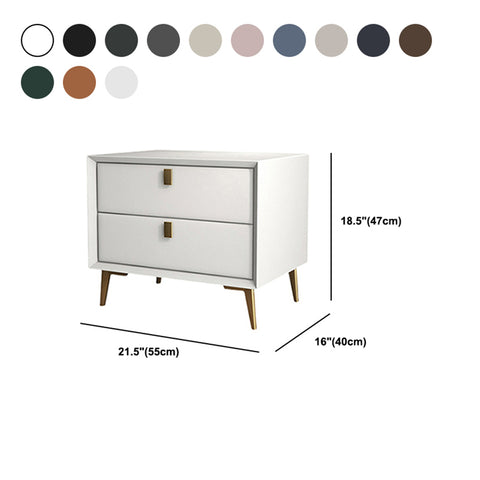 CODOMI Side Table, Mid Century End Table with 2 Drawers Modern Leather Nightstand Bed Side Table Wood Accent Table for Bedroom Living Room Cabinet Storage, Light Gray