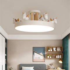 CODOMI Cartoon Unicorn LED Ceiling Lighting Kids Room 3-Color Girls Room Modern Lovely Flush Mount Ceiling Light Fixture Acrylic Close to Ceiling Chandelier for Baby Room Bedroom