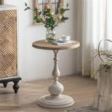 CODOMI Wooden End Tables Retro Side Table French Country Accent Coffee Side Table Modern Small Round Tea Table Pedestal Side End Table for Living Room Household Restaurant Homestay