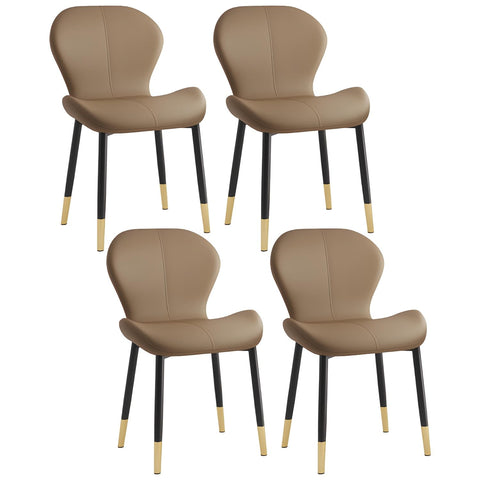 CODOMI Mid Century Modern Dining Chairs, Faux Leather Dining Chairs Set, Kitchen Dining Room Chairs with Backrest and Black&Gold Metal Leg, Armless Chair, Upholstered Seat