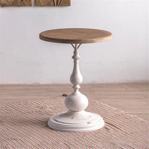 CODOMI Wooden End Tables Retro Side Table French Country Accent Coffee Side Table Modern Small Round Tea Table Pedestal Side End Table for Living Room Household Restaurant Homestay