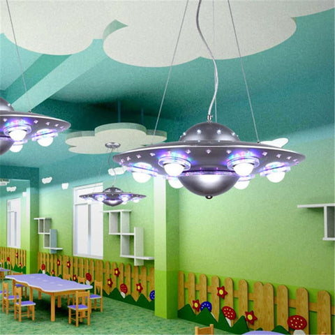 CODOMI UFO Shape LED Chandeliers Kids 6 Lights Hanging Lighting dimming Pendant Fixture Modern Flying Saucer Suspended Light for Boys Room Bedroom Children's Room Playroom