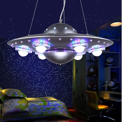 CODOMI UFO Shape LED Chandeliers Kids 6 Lights Hanging Lighting dimming Pendant Fixture Modern Flying Saucer Suspended Light for Boys Room Bedroom Children's Room Playroom