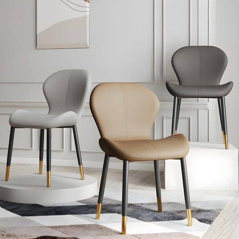 CODOMI Mid Century Modern Dining Chairs, Faux Leather Dining Chairs Set, Kitchen Dining Room Chairs with Backrest and Black&Gold Metal Leg, Armless Chair, Upholstered Seat