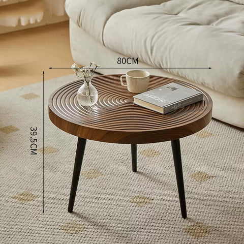 CODOMI Mid-Century Rounded Plywood Coffee Table Vintage Wood End Table, Metal Legs Coffee Cocktail Table Modern Tea Table for Living Room Patio Study