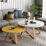 CODOMI Coffee Side Table Nordic Style Solid Wood Round Side Table Modern Contemporary Pedestal Side End Table Coffee Table Sofa Center Table for Living Room