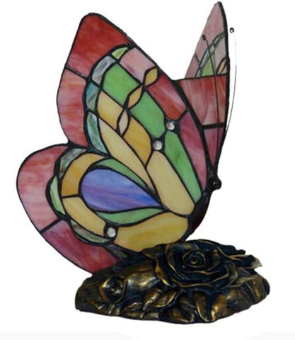 CODOMI Tiffany Style Stained Glass Table Light Retro Creative Bedside Lamp Creative Animal Butterfly Table Lamp 1-Light Decorative Fixture for Living Room Bedroom