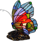 CODOMI Tiffany Style Stained Glass Table Light Retro Creative Bedside Lamp Creative Animal Butterfly Table Lamp 1-Light Decorative Fixture for Living Room Bedroom