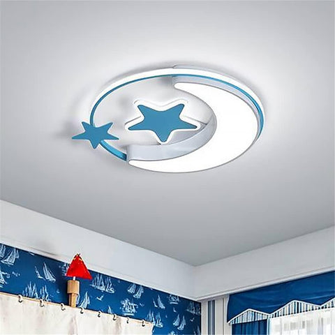 CODOMI Moon and Star Shape LED Kids Room Flush Mount Ceiling Light Creative Ceiling Lighting Modern Acrylic LED Ceiling Lamp 3-Color Close to Ceiling Light Fixture for Girls Boys Bedroom Gifts