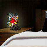 CODOMI Tiffany Style Stained Glass Table Light Retro Creative Bedside Lamp Creative Animal Butterfly Table Lamp 1-Light Decorative Fixture for Living Room Bedroom