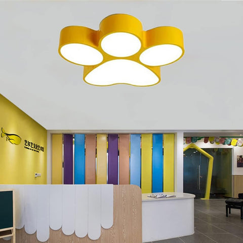 CODOMI Cartoon Dog Paw Flush Mount Ceiling Light Fixture Children Room Dog Footprint Shape LED Ceiling Lamp Acrylic Close to Ceiling Chandelier Lighting for Kids Room Boys Girls Bedroom