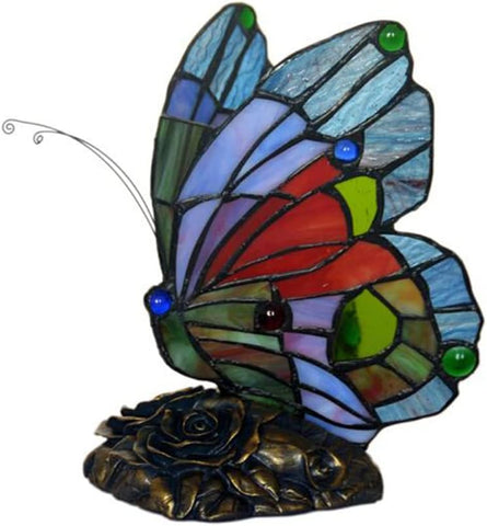 CODOMI Tiffany Style Stained Glass Table Light Retro Creative Bedside Lamp Creative Animal Butterfly Table Lamp 1-Light Decorative Fixture for Living Room Bedroom