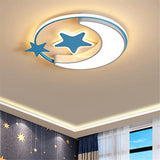 CODOMI Moon and Star Shape LED Kids Room Flush Mount Ceiling Light Creative Ceiling Lighting Modern Acrylic LED Ceiling Lamp 3-Color Close to Ceiling Light Fixture for Girls Boys Bedroom Gifts