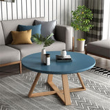 CODOMI Coffee Side Table Nordic Style Solid Wood Round Side Table Contemporary Pedestal Side End Table Cross Leg Coffee Table Sofa Center Table for Living Room